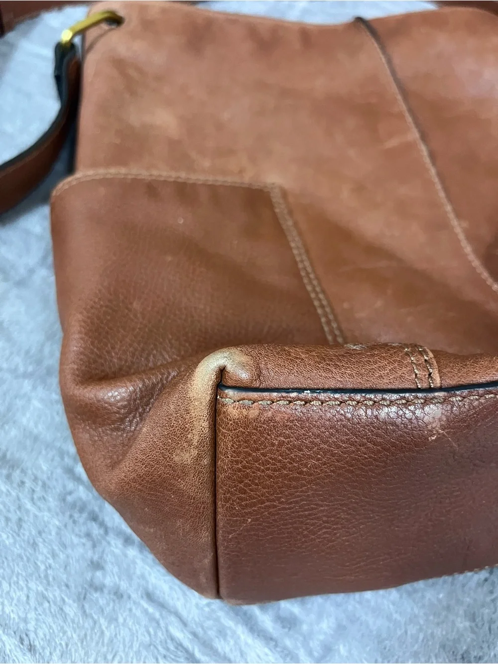 Fossil Brown Leather Shoulder Tote Bag